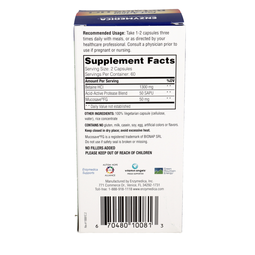 Betaine HCl, 120 Capsules