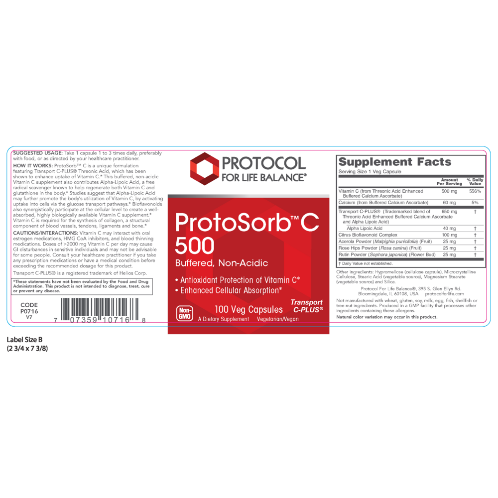 ProtoSorb C 500, 100 Capsules , Brand_Protocol for Life Balance capsules Form_Capsules Requires Consultation Size_100 Capsules