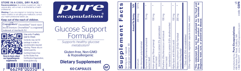 Glucose Support Formula, 60 Capsules , Brand_Pure Encapsulations caps Emersons