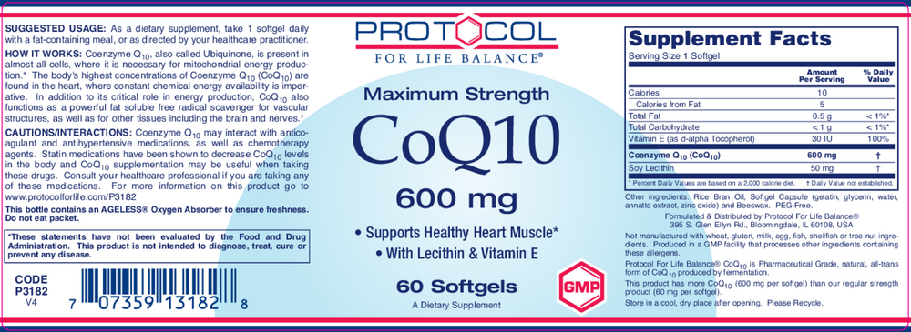 CoQ10 600mg, 60 Softgels , Brand_Protocol for Life Balance Form_Softgels Requires Consultation Size_60 Softgels softgels
