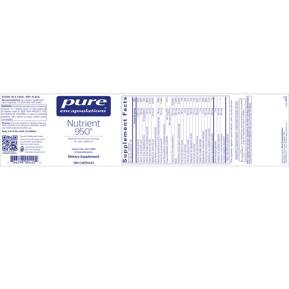 Nutrient 950®, 360 Capsules , Brand_Pure Encapsulations caps Emersons