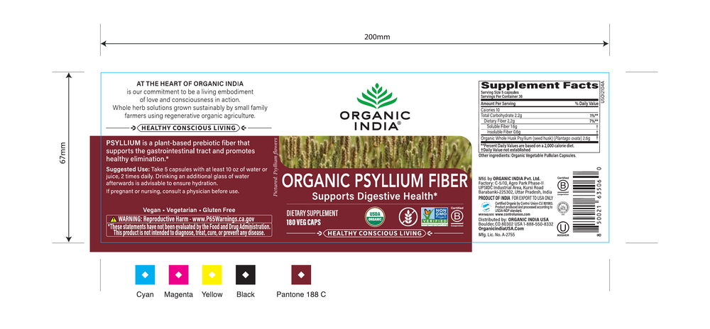 Organic Psyllium Fiber, 180 capsules , Ayurveda Brand_Organic India Form_Capsules