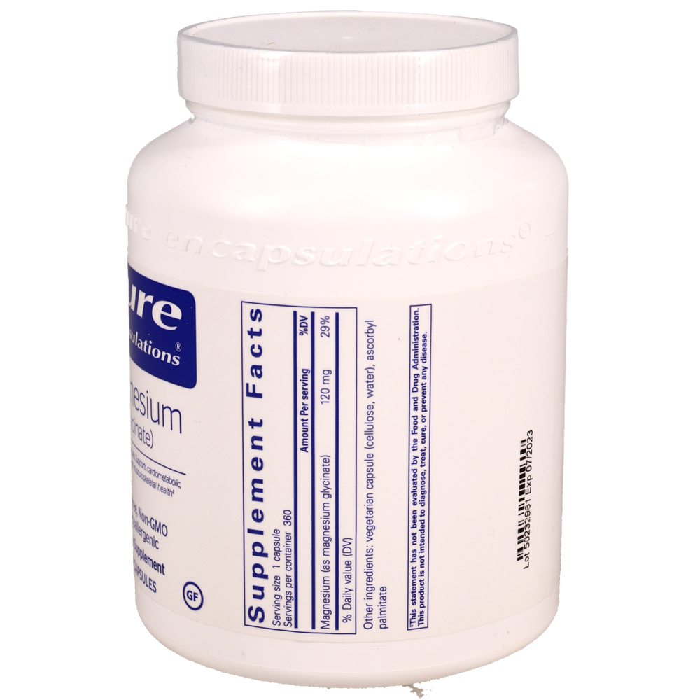 Magnesium (glycinate), 120 mg, 360 Capsules , Brand_Pure Encapsulations caps Form_Capsules Not Emersons Potency_120 mg Size_360 Caps