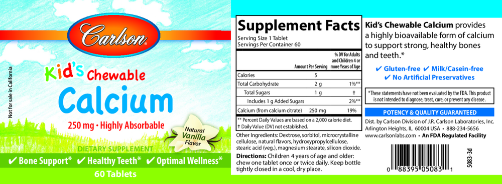 Kid's Chewable Calcium, 60 Tablets
