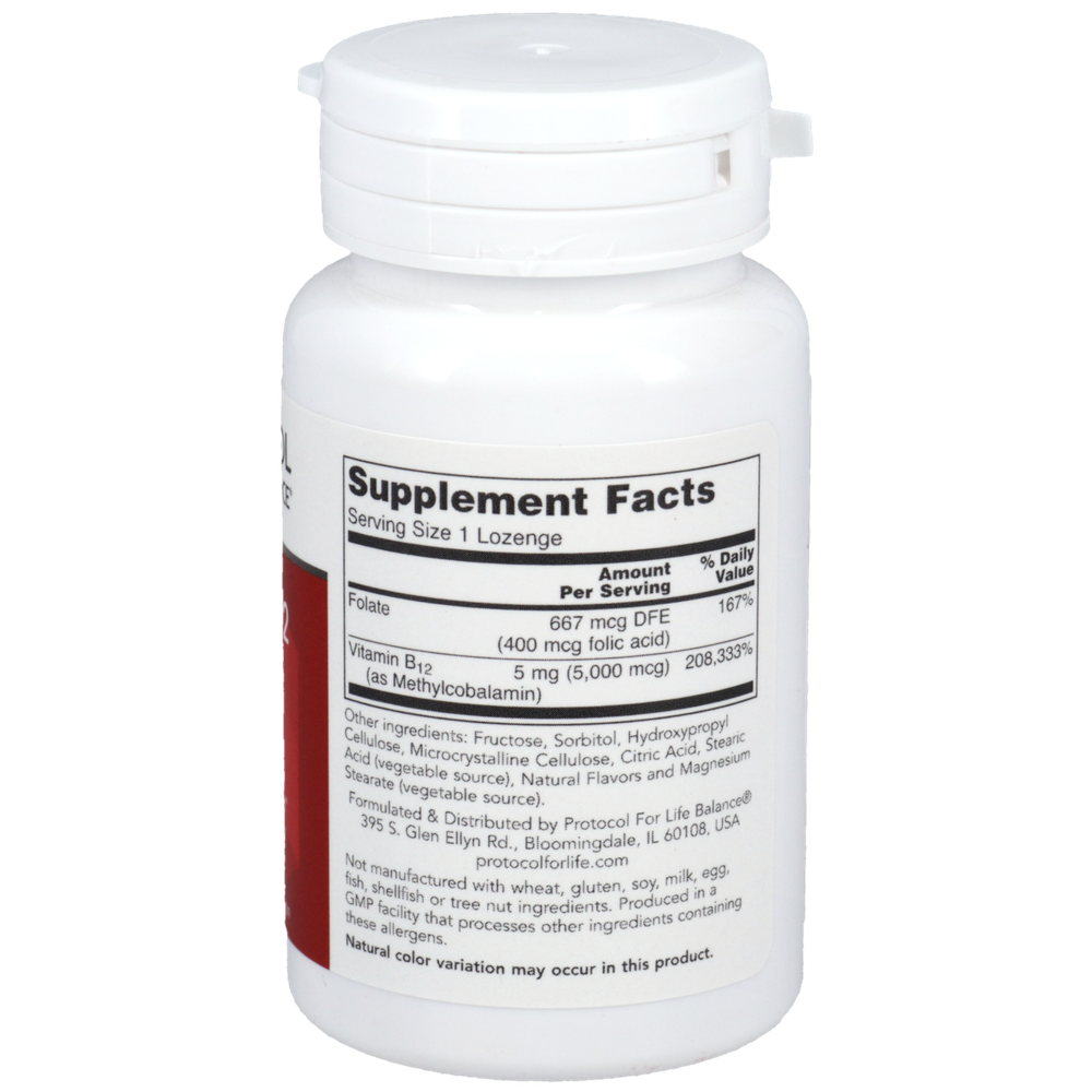 Methyl B-12 5000mcg, 60 Lozenges , Brand_Protocol for Life Balance Form_Lozenges lozenges Requires Consultation Size_60 Lozenges