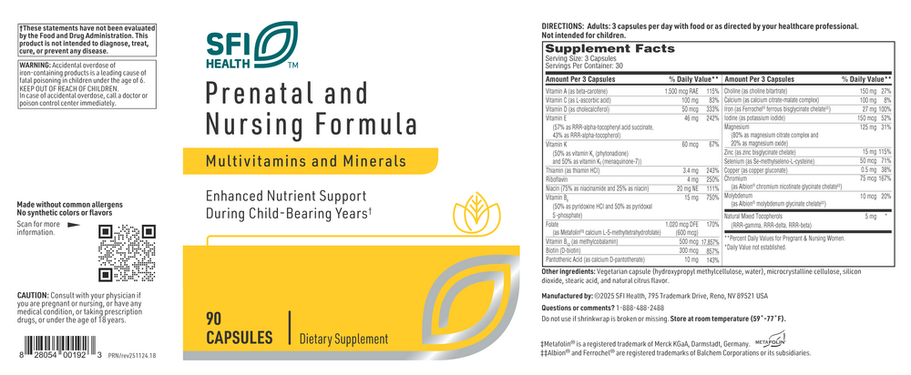 Prenatal & Nursing Formula, 90 Capsules