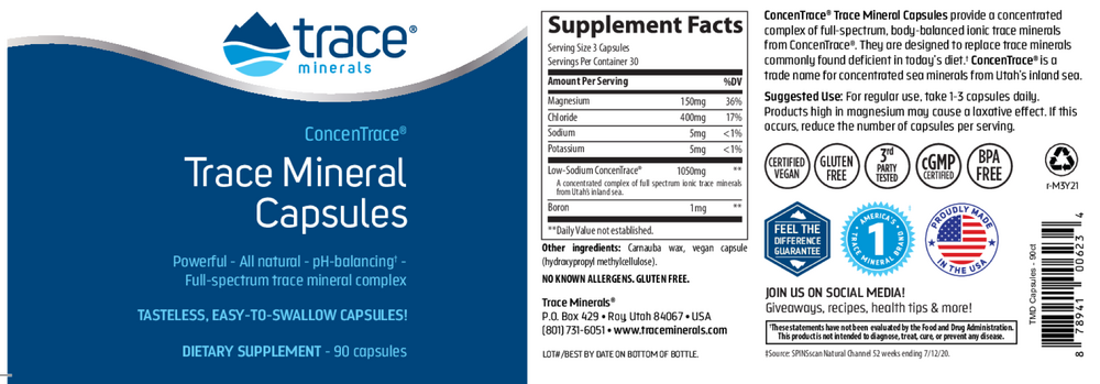 ConcenTrace Trace Mineral Capsules, 90 Capsules