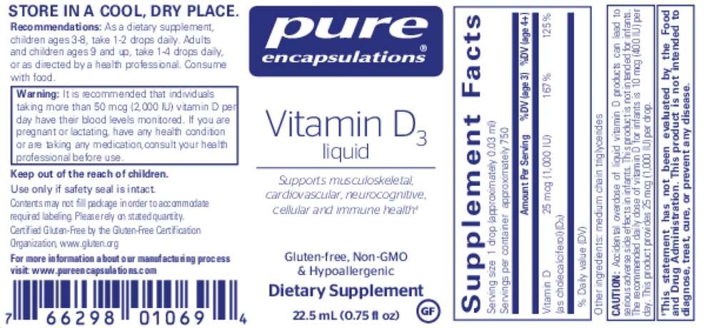 Vitamin D3 liquid , Pure