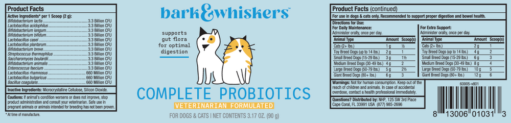 Bark & Whiskers® Complete Probiotics for Dogs and Cats, 90 g Powder