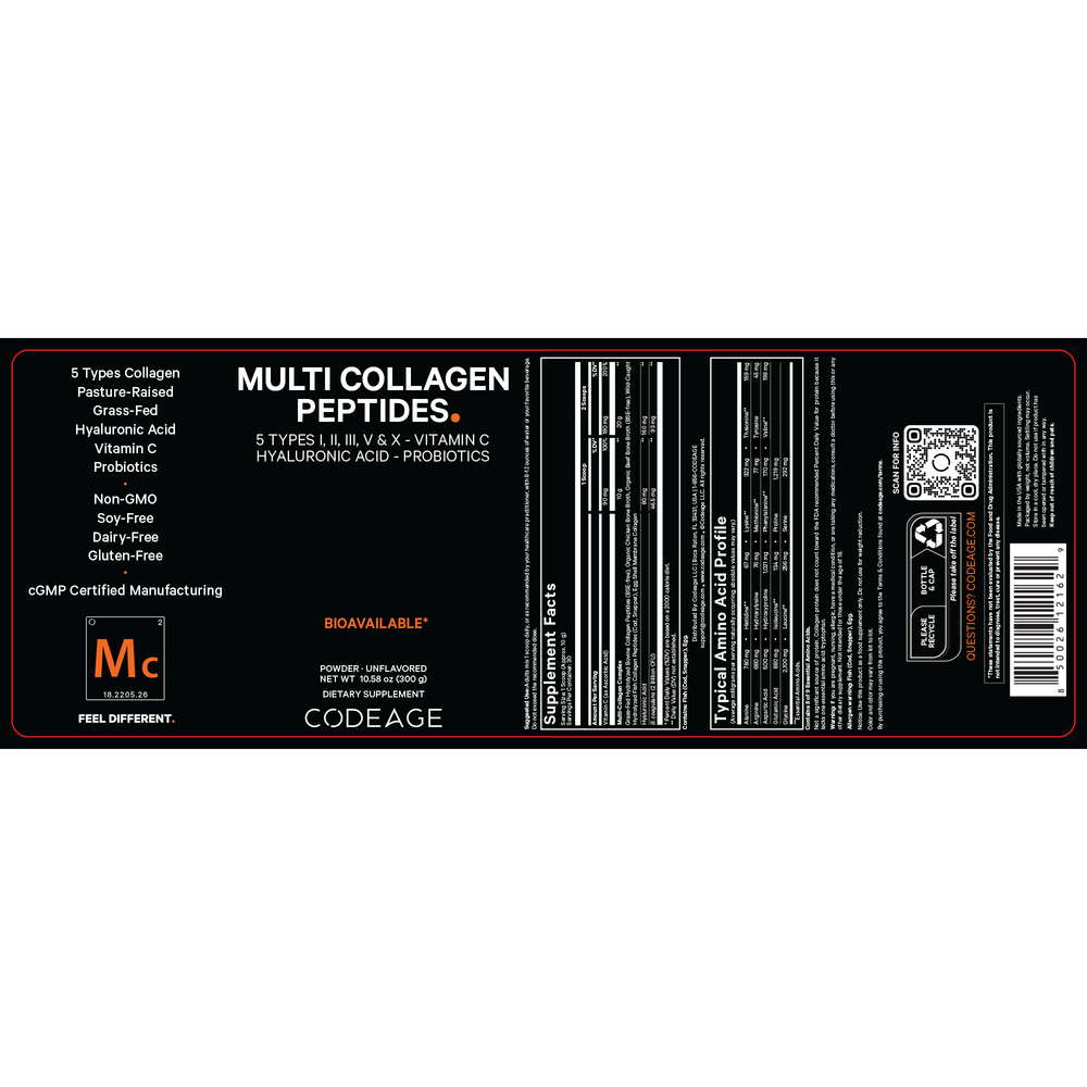 Hydrolyzed Multi Collagen Peptides Unflavored, 300 g Powder