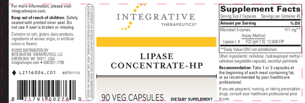 Lipase Concentrate-HP, 90 Capsules