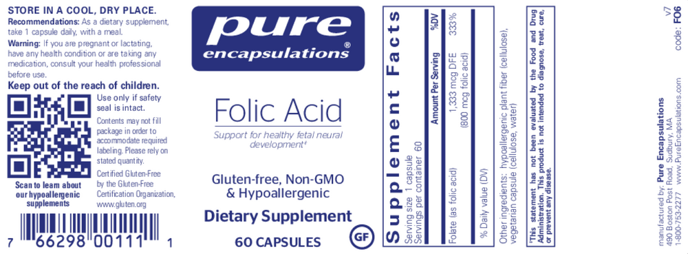 Folic Acid, 60 Capsules , Brand_Pure Encapsulations caps Emersons Form_Capsules Requires Consultation Size_60 Capsules