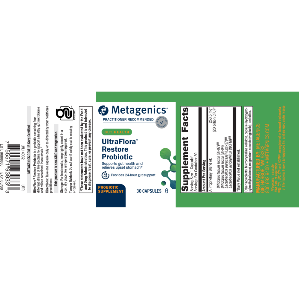 UltraFlora® Restore, 30 Vegetarian Capsules , caps Emersons Form_Capsules