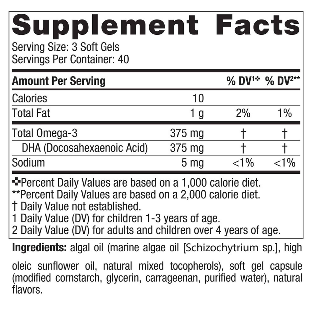 Nordic Naturals Children's DHA Vegetarian - back of bottle