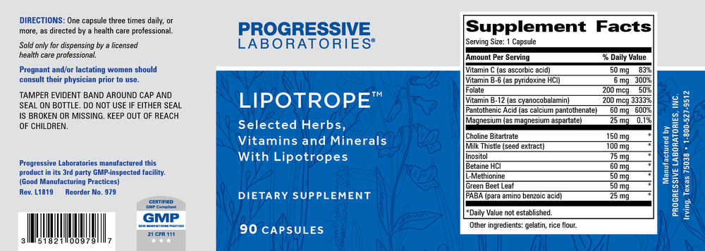 Lipotrope, 90 Capsules , Brand_Progressive Labs capsules Form_Capsules Requires Consultation Size_90 Capsules