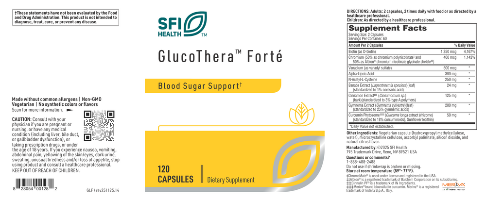 GlucoThera™ Forté, 120 Capsules