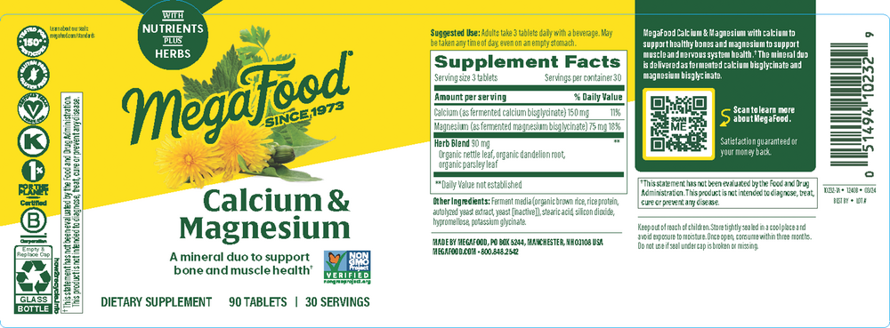 Calcium Magnesium & Potassium, 90 Tablets , Brand_MegaFood Form_Tablets Size_90 Tabs tabs