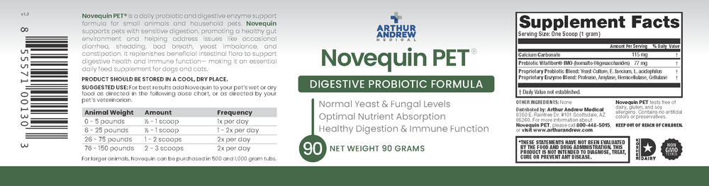 Arthur Andrew Medical Novequin PET (Digestive Probiotic Formula) - back