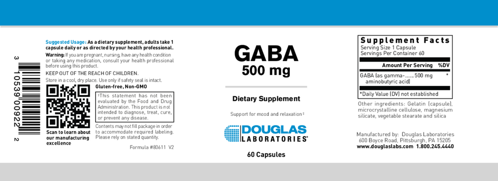 GABA 500mg, 60 Capsules