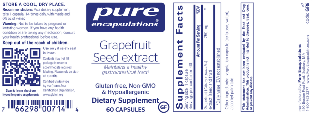 Grapefruit Seed Extract, 60 Capsules , Brand_Pure Encapsulations caps Emersons