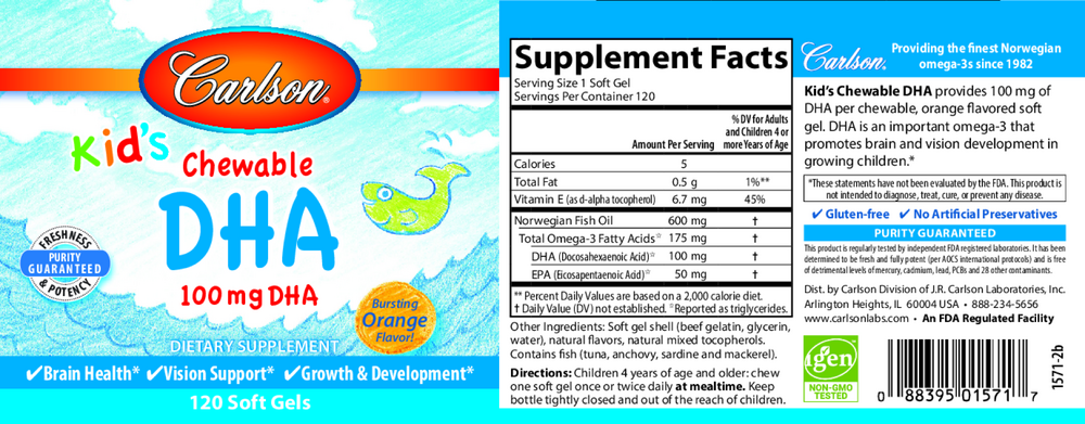 Kids Chewable DHA Omega-3s, 120 Softgels