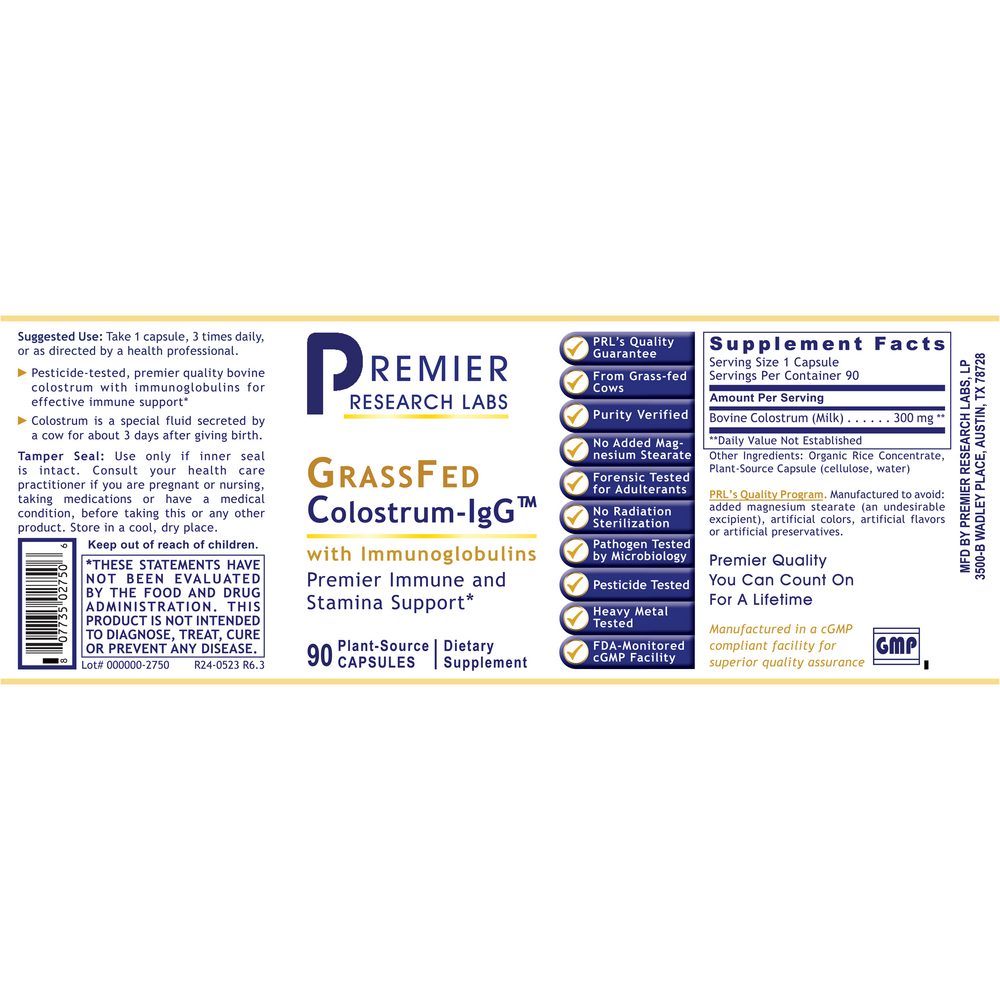 Colostrum-IgG™ (Caps), 90 Capsules , Brand_Premier Research Labs capsules Form_Capsules Requires Consultation Size_90 Capsules