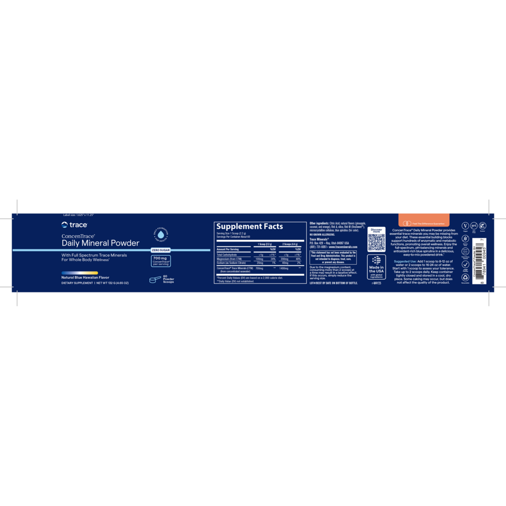 ConcenTrace Daily Mineral Powder - Blue Hawaiian, 132 g Powder