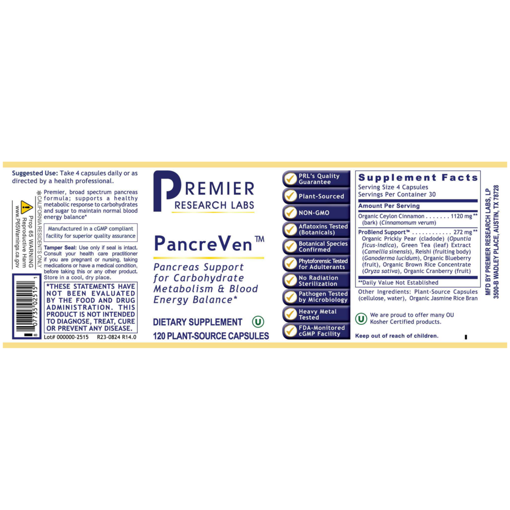 PancreVen, 120 Capsules , Brand_Premier Research Labs capsules Form_Capsules Requires Consultation Size_120 Capsules