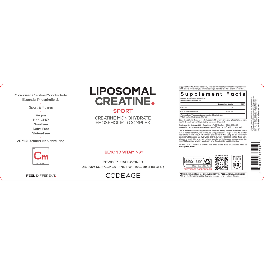 Liposomal Creatine Monohydrate, 455 g Powder