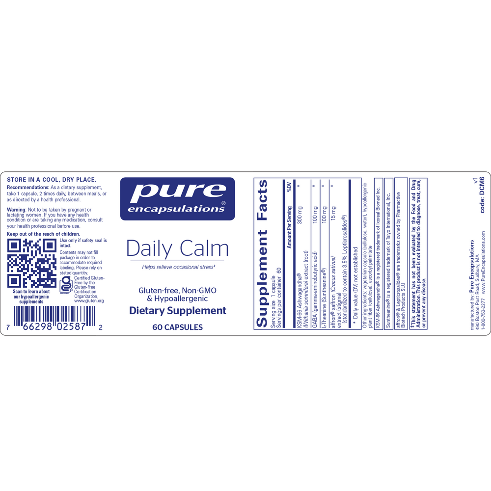 Daily Calm, 60 Capsules , Brand_Pure Encapsulations Form_Capsules Requires Consultation Size_60 Capsules