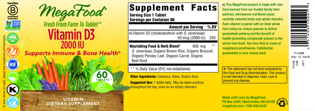 Vitamin D3 2000IU, 60 Tablets