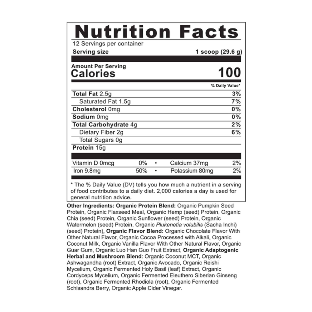 Ancient Nutrition Plant Protein+ Chocolate - back
