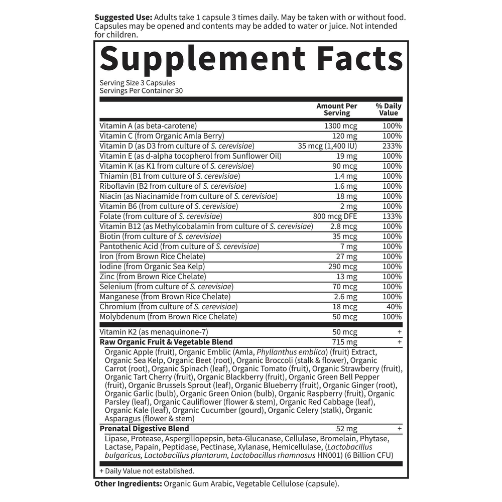 Vitamin Code®️ Raw Prenatal™, 90 Vegetarian Capsules