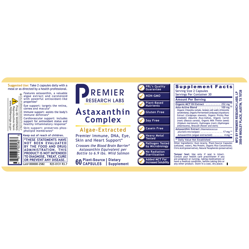 Premier Astaxanthin Complex, 60 Capsules , Brand_Premier Research Labs capsules Form_Capsules Requires Consultation Size_60 Capsules
