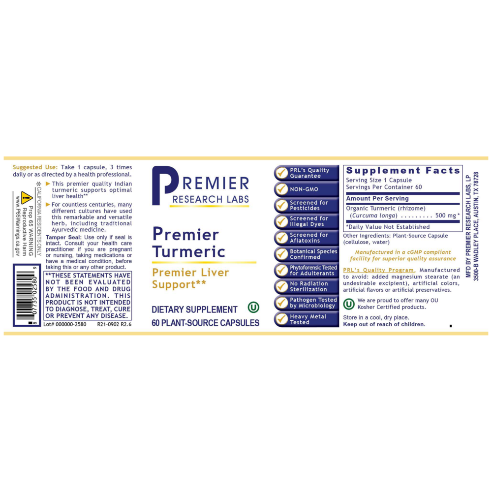 Premier Turmeric, 60 Capsules , Brand_Premier Research Labs capsules Form_Capsules Requires Consultation Size_60 Capsules
