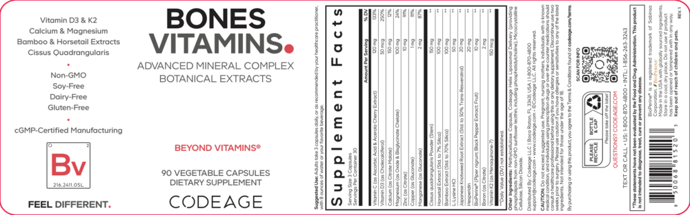 Bones Vitamins+, 90 Capsules