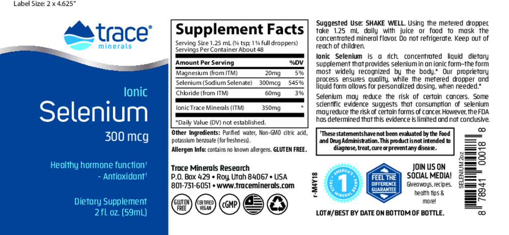 Liquid Ionic Selenium 300mcg, 59 mL Liquid