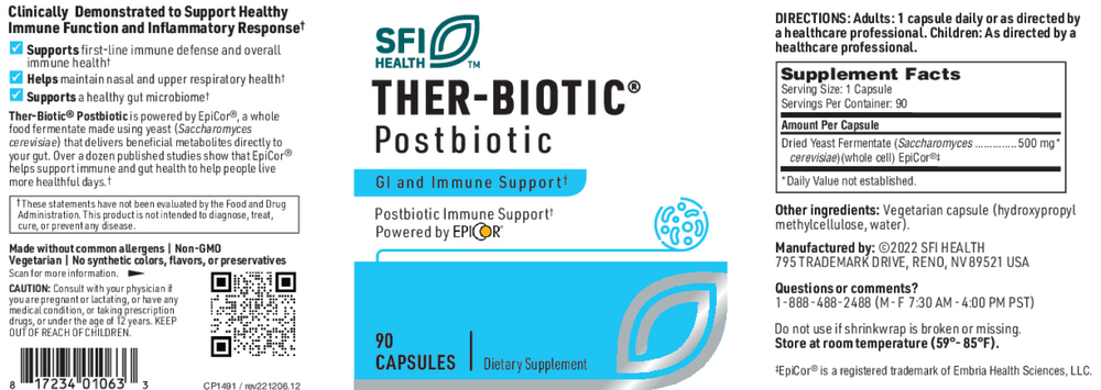 Ther-Biotic Postbiotic (formerly Epicor), 90 Capsules