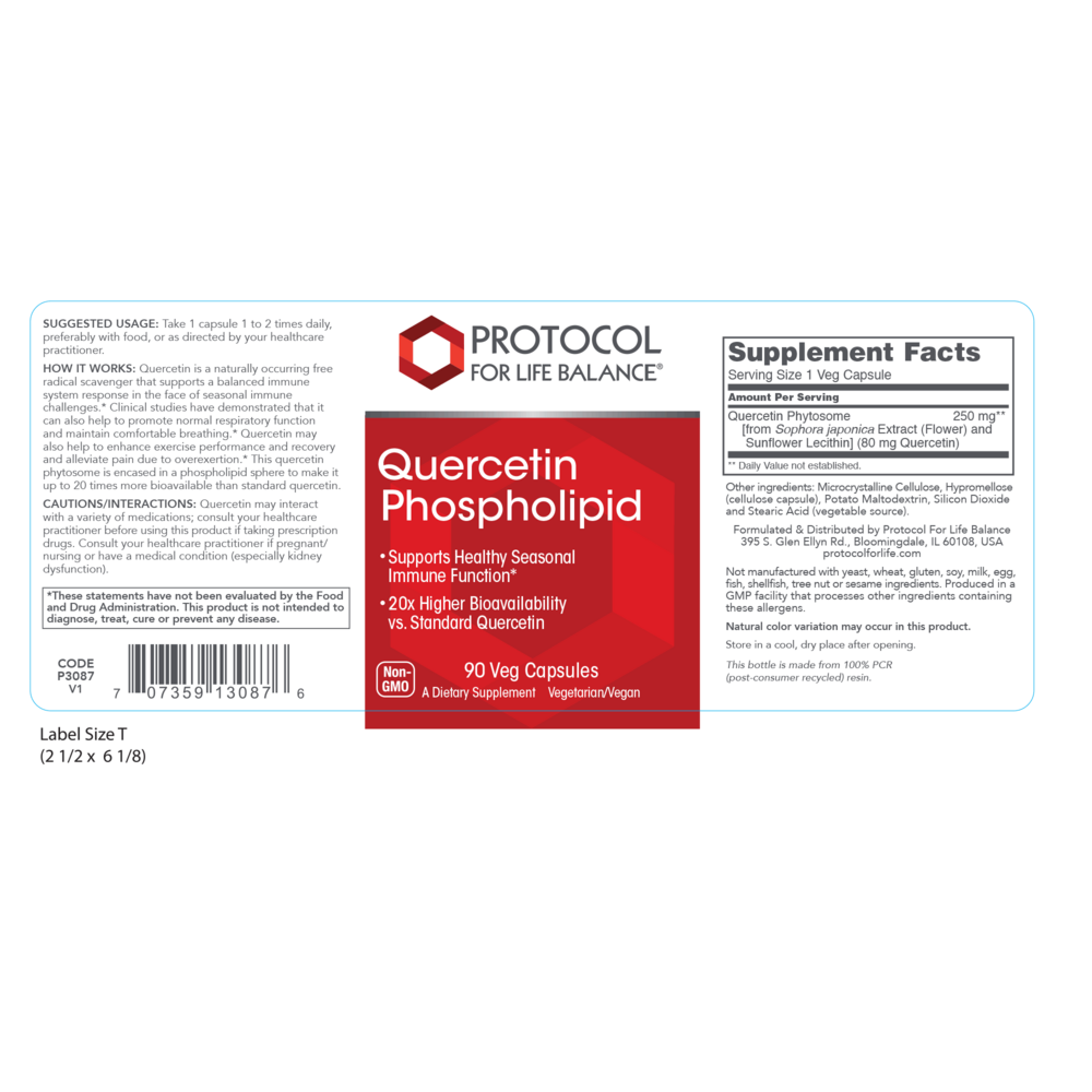 Quercetin Phospholipid 250mg, 90 Capsules , Brand_Protocol for Life Balance capsules Form_Capsules Requires Consultation Size_90 Capsules