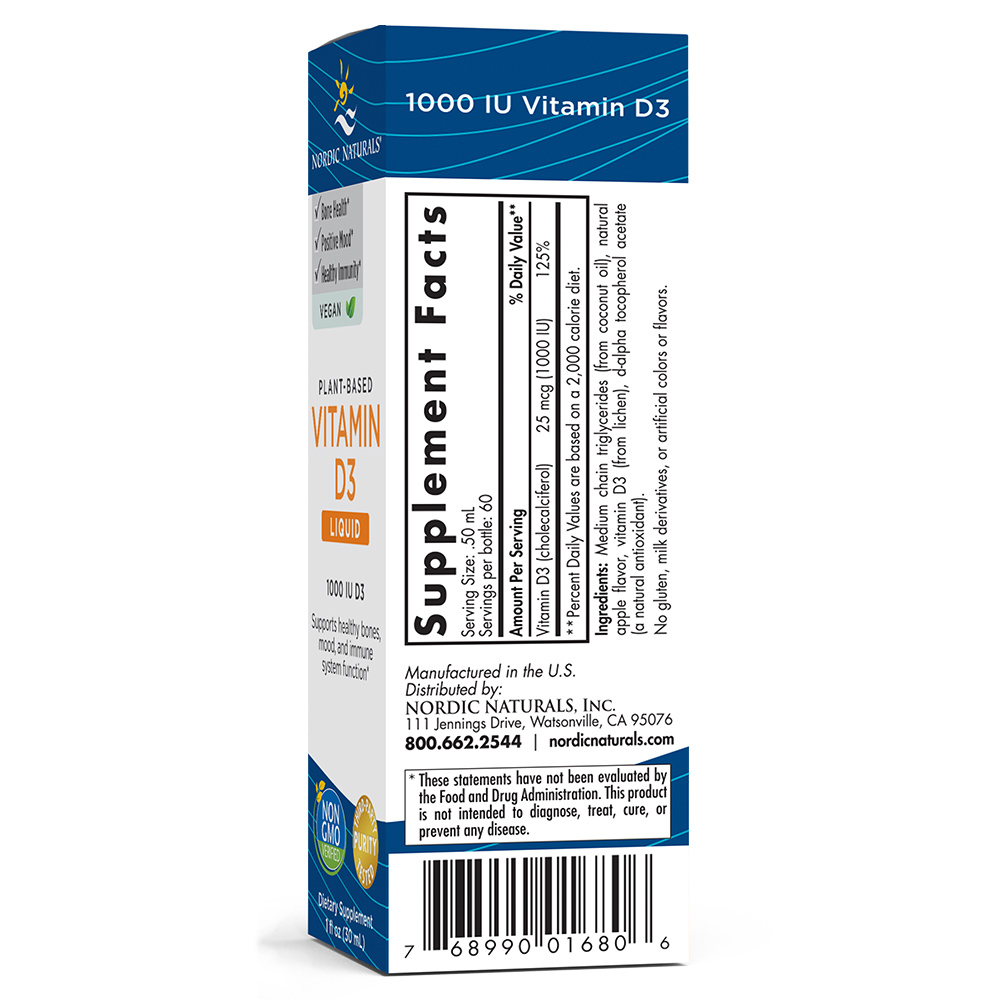 Nordic Naturals Plant-Based Vitamin D3 Liquid - back of bottle