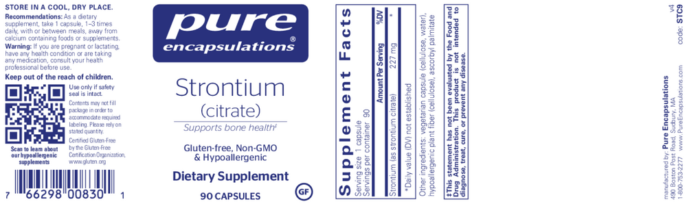 Strontium (citrate), 90 Capsules , Brand_Pure Encapsulations caps Form_Capsules Not Emersons Size_90 Caps