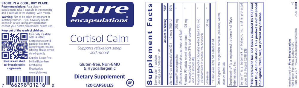 Cortisol Calm, 120 Capsules , Brand_Pure Encapsulations Form_Capsules Requires Consultation Size_120 Capsules
