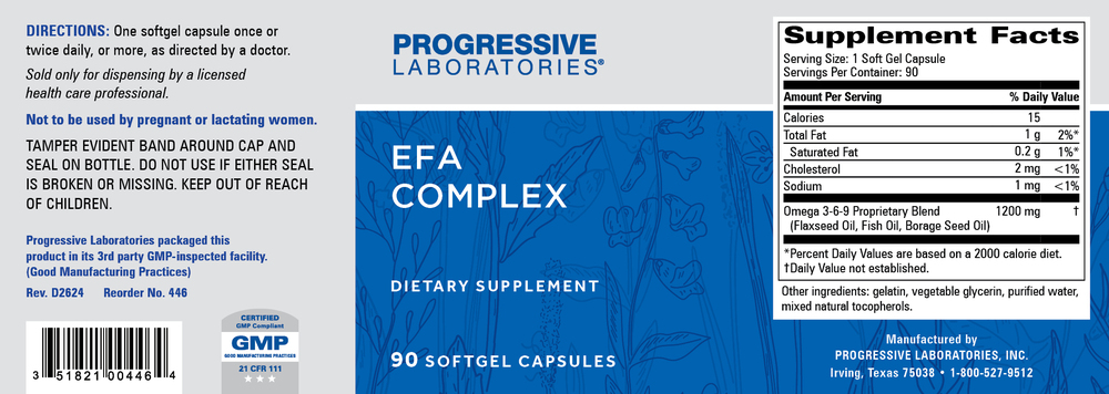 EFA Complex, 90 Softgel Capsules , Brand_Progressive Labs Form_Softgels Requires Consultation Size_90 Softgel Capsules softgels