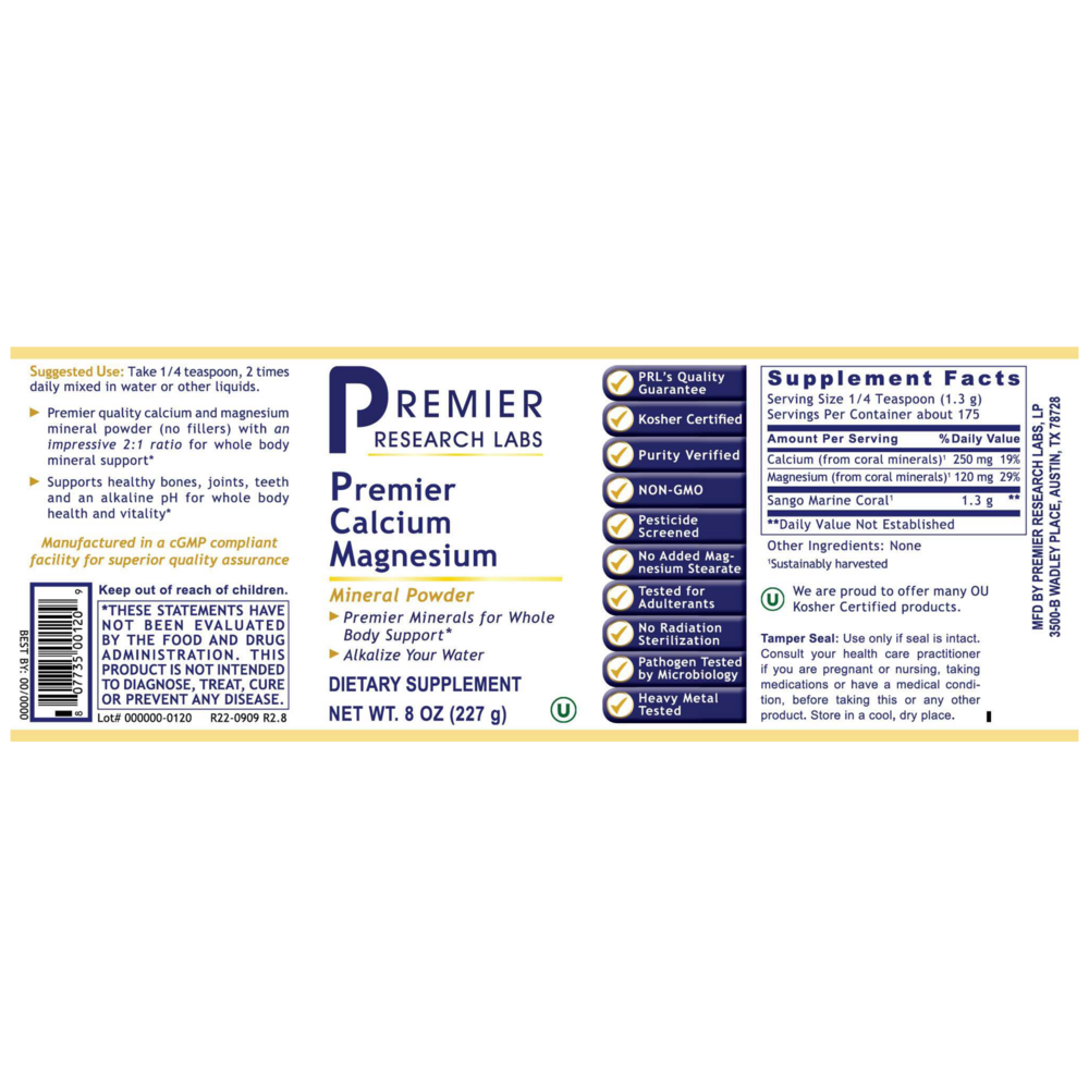 Premier Calcium Magnesium, 227 Grams , Brand_Premier Research Labs Form_Powder powder Requires Consultation Size_227 Grams