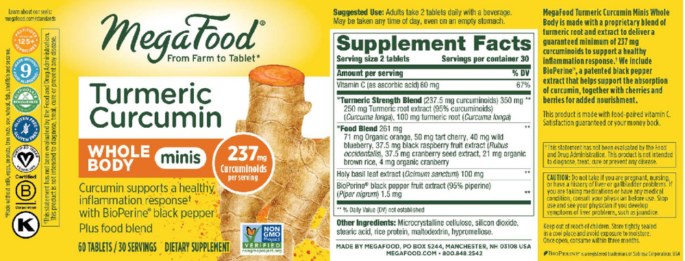 Turmeric Curcumin Minis - Whole Body, 60 Tablets