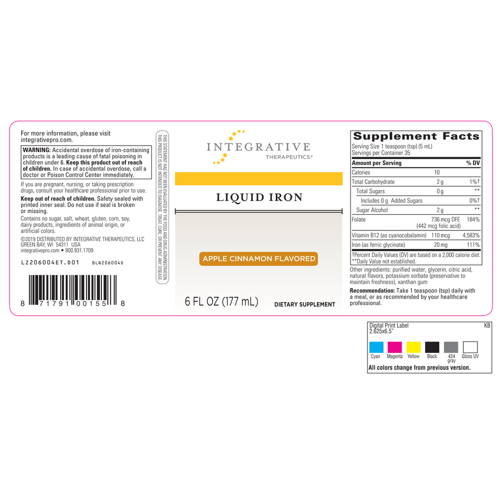 Liquid Iron Apple Cinnamon Flavor, 177 mL
