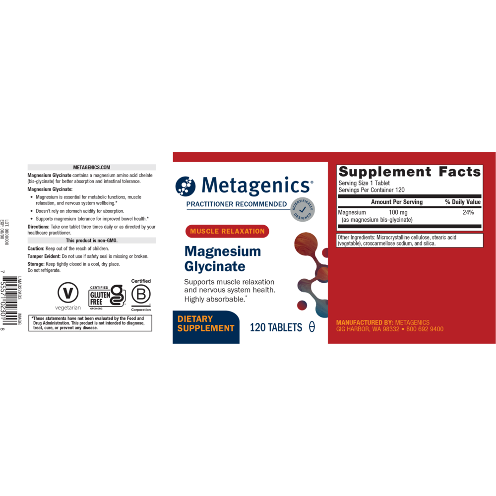 Mag Glycinate, 120 Tablets , Emersons Form_Tablets tabs
