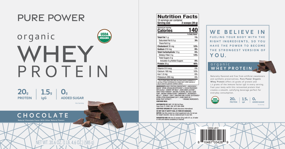 Organic Whey Protein - Chocolate, 585 g Powder