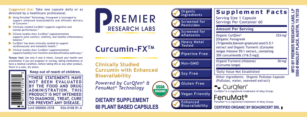 Premier Curcumin-FX, 60 Capsules , Brand_Premier Research Labs capsules Form_Capsules Requires Consultation Size_60 Capsules