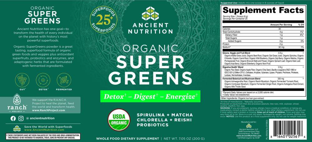 Ancient Nutrition Organic SuperGreens Powder - back